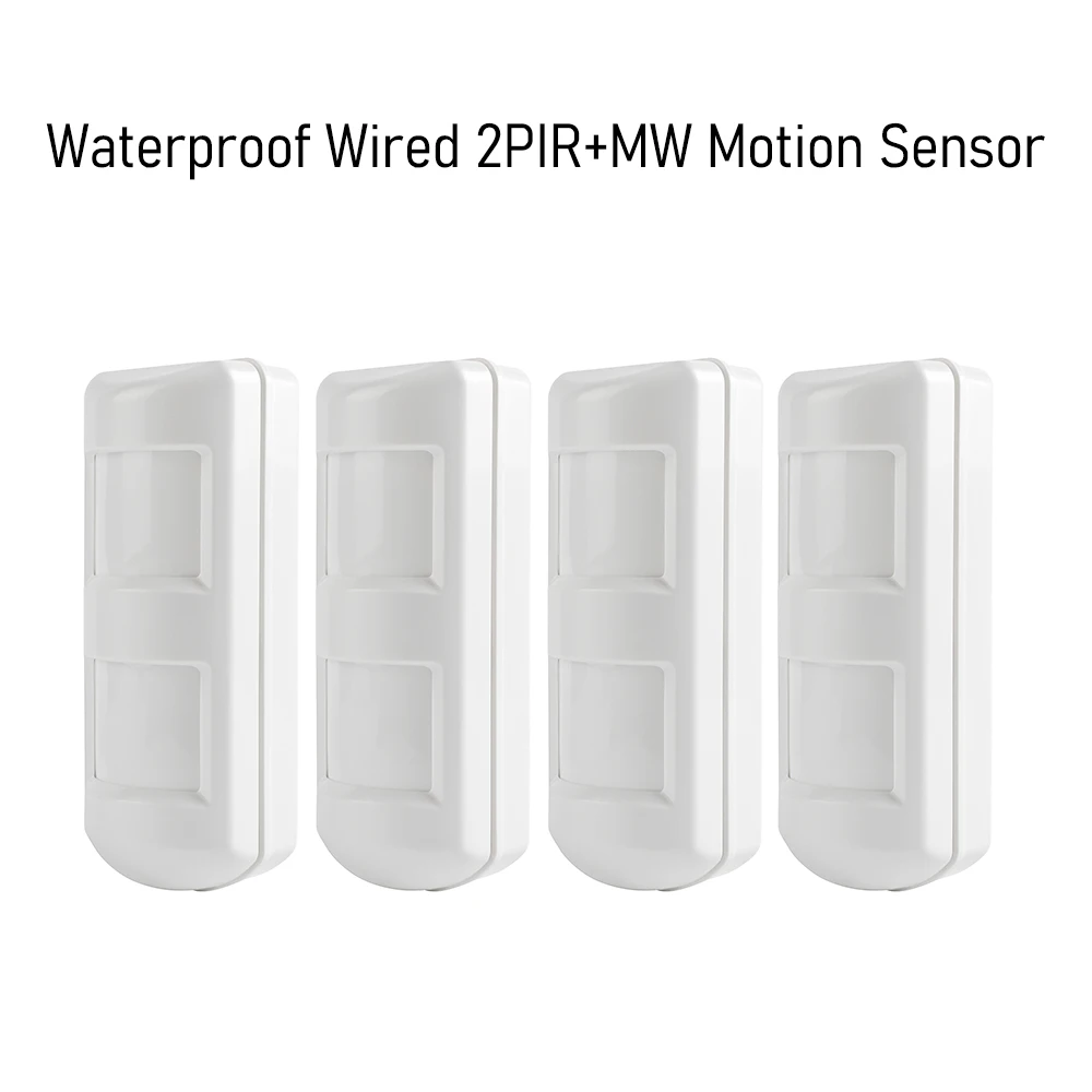 

4pc New Waterproof Wired 2PIR+MW Outdoor Alarm Motion Sensor Detector Pet Friendly PIR for Home Alarm System with Anti-Mask