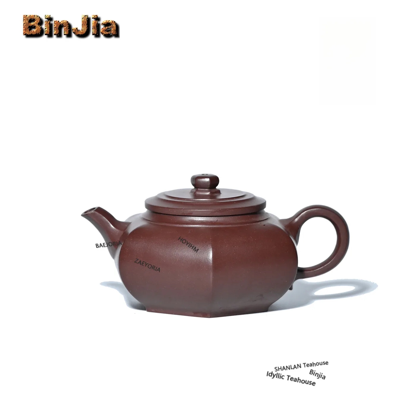 290ml Aesthetic Yixing Purple Clay Teapots Handmade Hexagonal Pot Raw Ore Purple Eggplant Mud Kettle Chinese Zisha Tea Set Craft