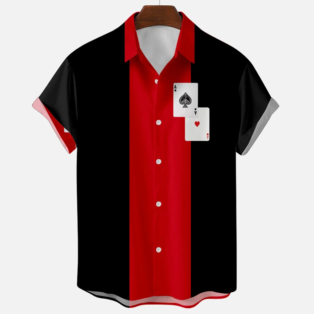 Unisex Lapel Short Sleeve Shirt Retro Color Vertical Striped Geometric Print Loose Daily Outdoor Vacation Button Casual Tops