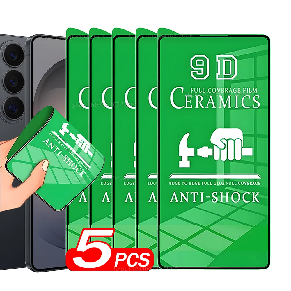 Protecteur d'écran pour Samsung Galaxy S26 S25 Edge S24 Ultra S23 Plus FE, 5 pièces, Film en céramique pour téléphone Samsung S26 Ultra, Film souple
