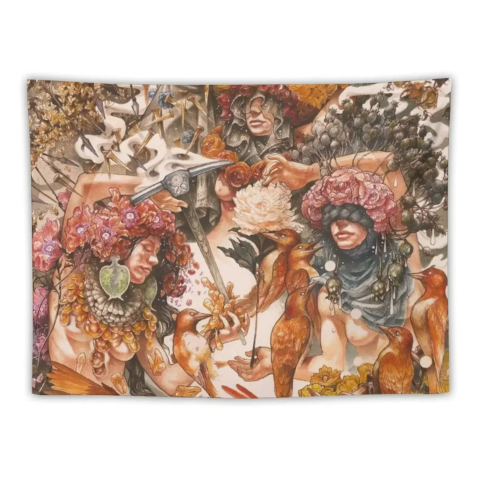 Baroness: Gold & Gray Tapestry Wall Hanging Decor Decoration Room Tapestry