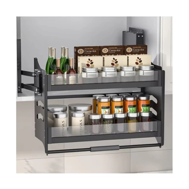 Kitchen 22 26 Inch Steel Lift Basket Pull Shelves Cabinets Lift Shelf System Hardware Pulldown Hydraulic Hidden Cabinet Modern
