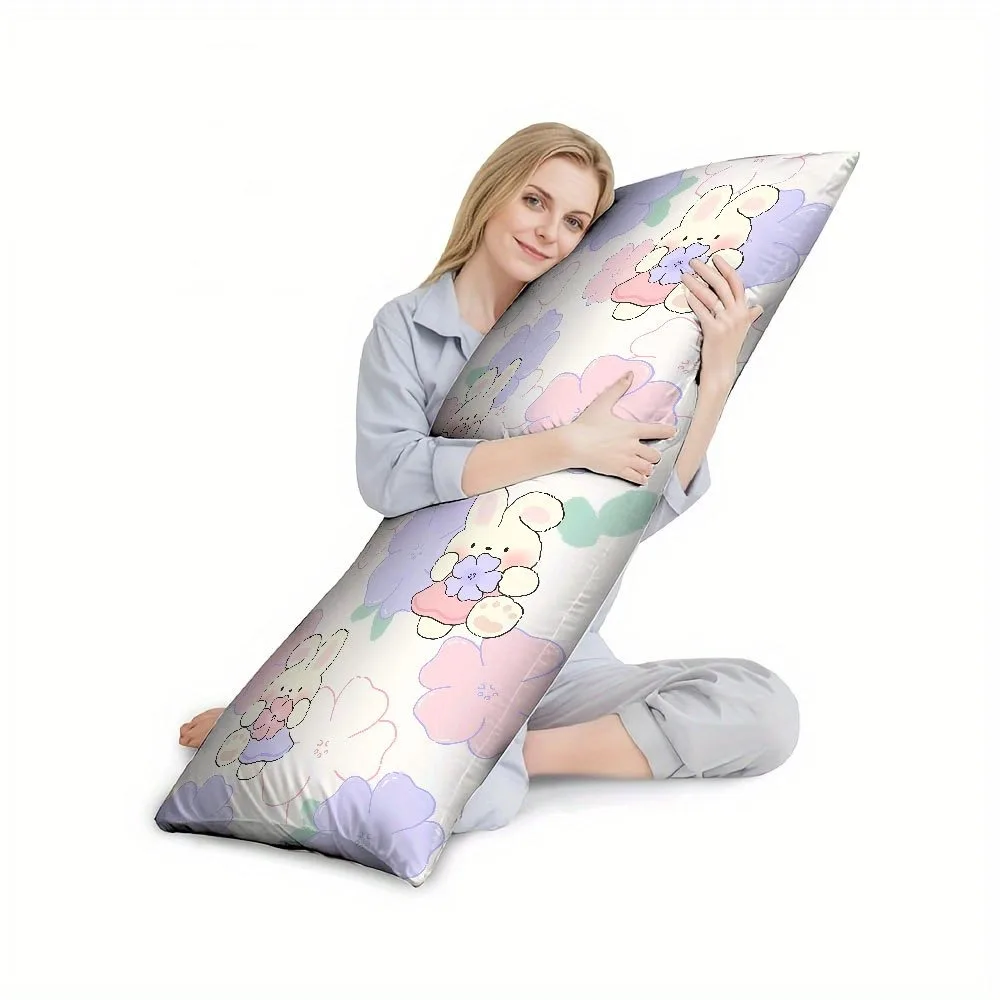 A Cute Bear Pillow Cover with Vibrant Floral Designs - Featuring Double-Sided Printing with Floral And Abstract Patterns, Equipp