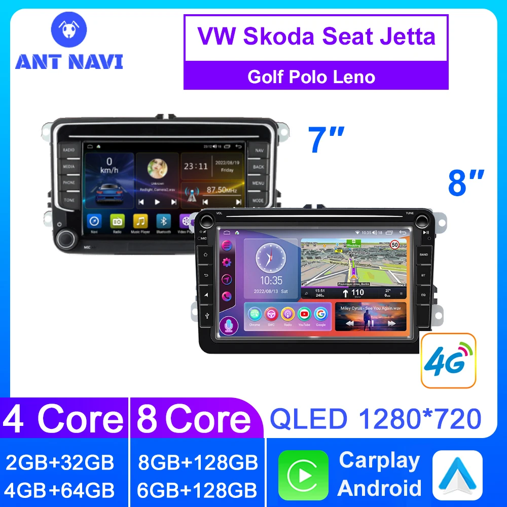 AntNavi Car Radio For VW Volkswagen Polo Tiguan Golf 5 6 Passat B6 Jetta Skoda Octavia 2 Seat Leno MK2 Car Multimedia Player