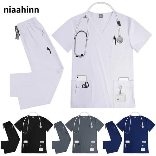NiaaHinn-uniforme para enfermería para anestesista, traje Unisex para Spa, ropa de trabajo de belleza, conjunto exfoliante para mujer, ropa de trabajo para médico y clínica de mascotas