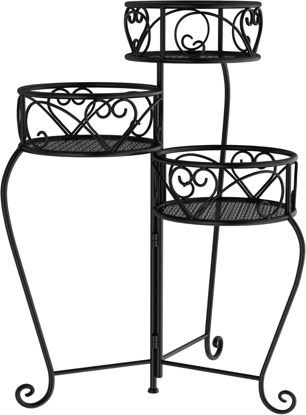 

Stands - Set of 3 Nesting Wrought Iron Metal Round Decorative Potted Plants (Black)