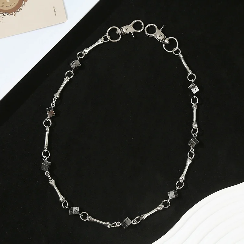 فاسق الصخرة الهيب هوب للجنسين الكلب العظام النرد السراويل سلسلة ، الرجال النساء الجينز الخصر المجوهرات ، متعدد الطبقات المحفظة سلاسل المفاتيح سحر الإكسسوارات #4