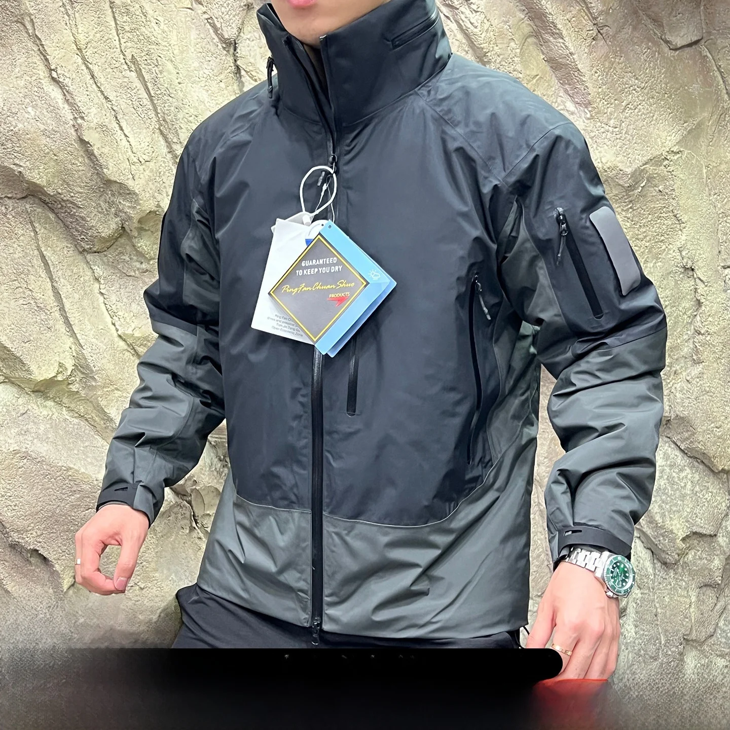 

Outdoor Snow Series SL Full Prure Glue Hard ell Waterproof Thiened Cotton Jaet Youth Faion Stand Fit Hooded Coat
