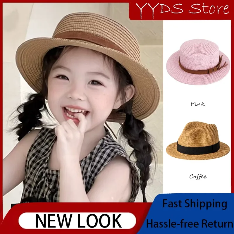 cappelli-di-paglia-estivi-per-bambini-e-genitori-stile-britannico-per-ragazzi-e-ragazze-protezione-uv-da-spiaggia-viaggi-all'aperto-cappelli-da-sole