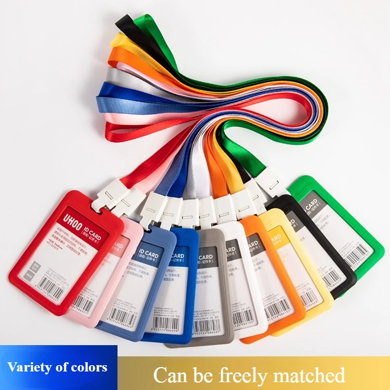 Business/OL Style Plastic Card Holder Work ID Access Control Bus Card Sleeve Student School Badge Lanyard Hanging Strap