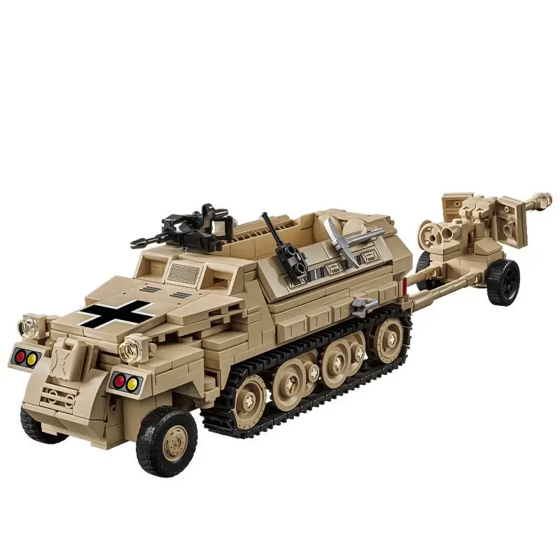 tank transport vehicle half track armored vehicle boys' puzzle assembly building block model car truck Children's toy