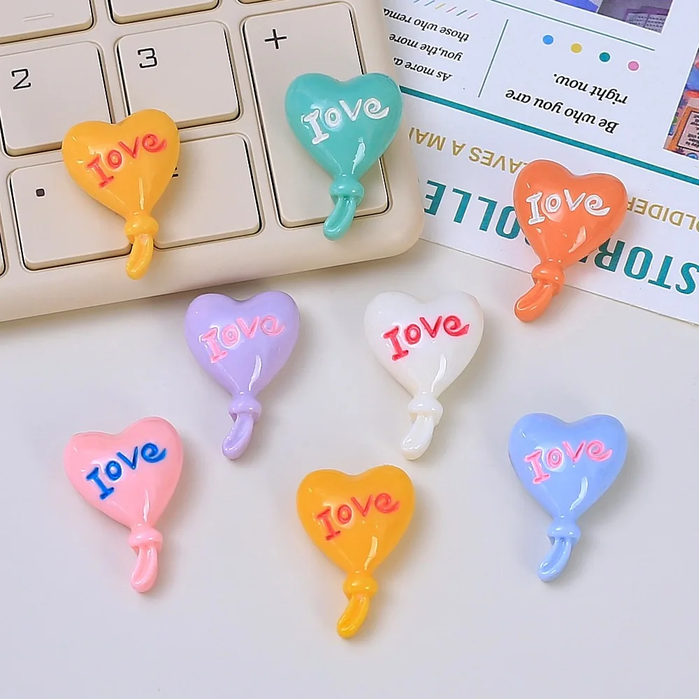10Pcs New Kawaii LOVE Balloon Resin Flatback Cabochon Scrapbook Diy Jewellery Hairpin Accessories Party Decorate Craft