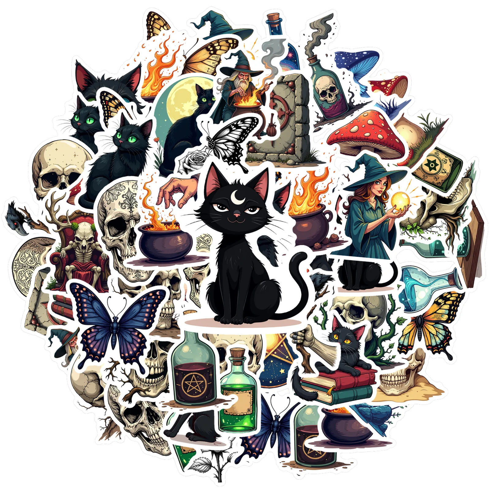 35-70 قطعة الهيكل العظمي ماجيك ملصقات الرجعية الفن الكتابة على الجدران الشارات Diy بها بنفسك السفر الأمتعة الغيتار الثلاجة محمول الكتابة على الجدران ملصق الشارات