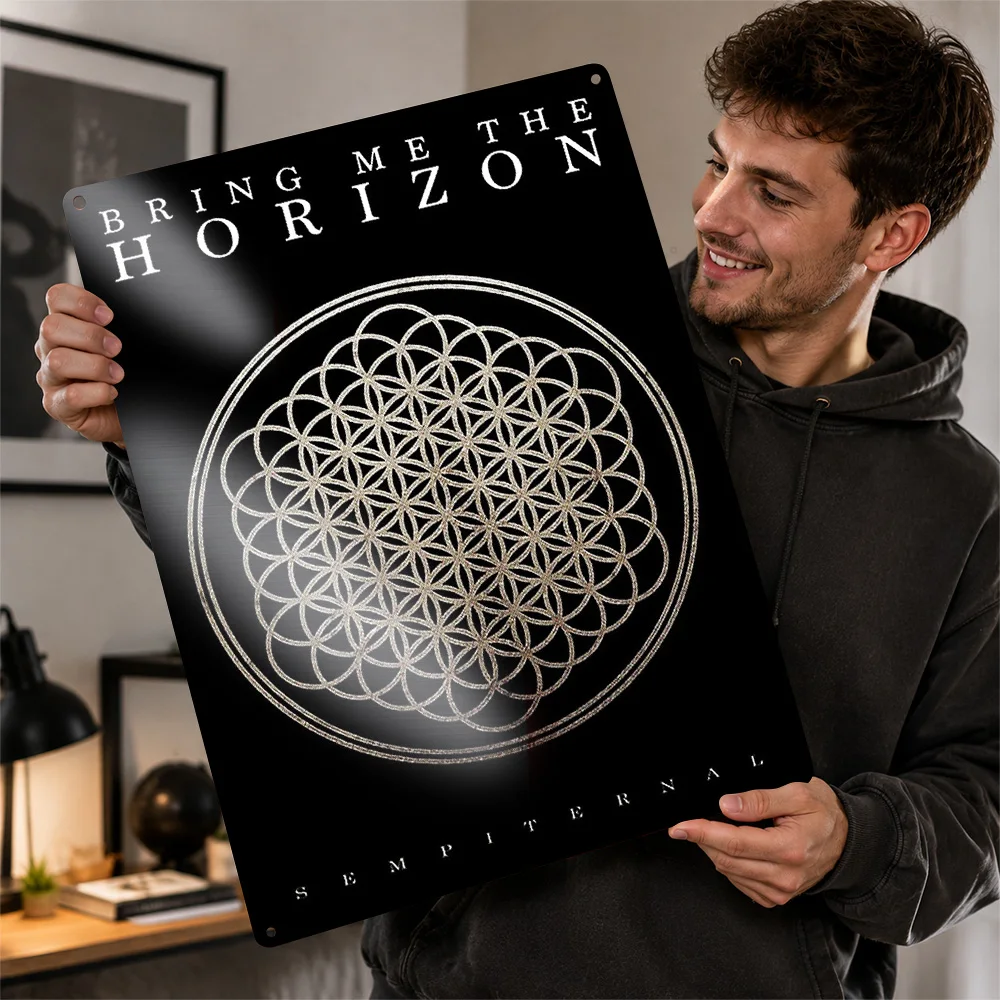 Bring Me The Horizon Geometric Symbol Textured Poster Personalized Metal Tin Sign Alternative Icon Wall Art Made For Rock Fans