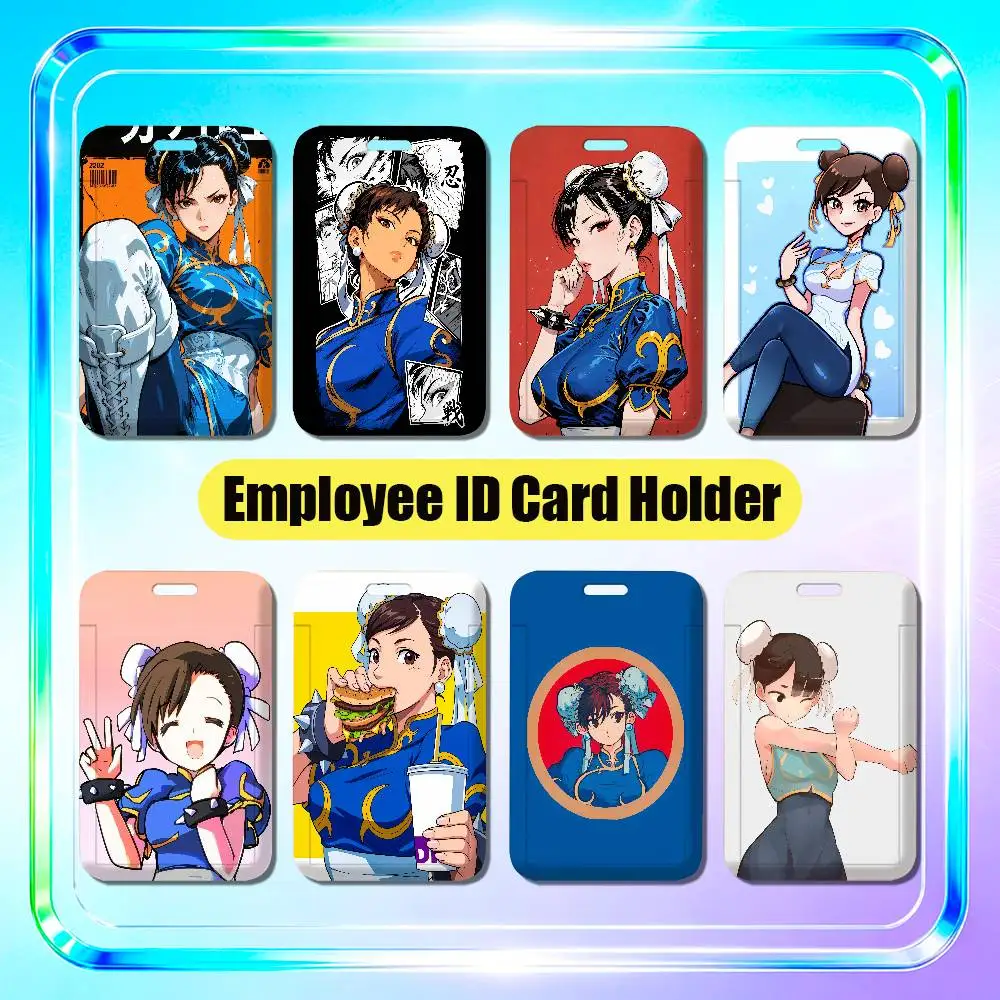 For Street Fighter ChunLi Chun Li Employee ID Card Holder Badge Office Student Bank Work Credit Decoration Case