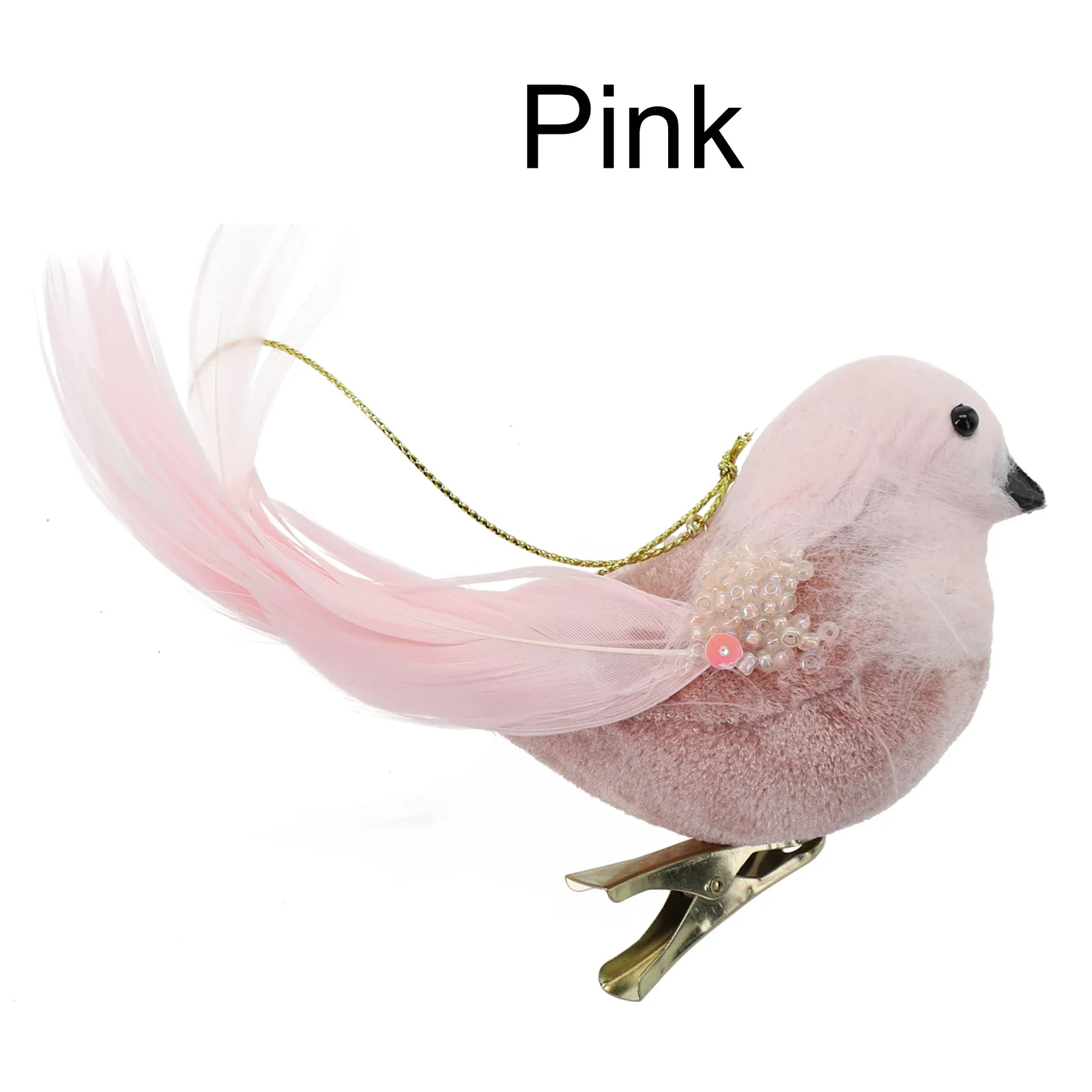 Exquisite Pink Christmas Tree Ornament  Simulated Foam Feather Bird Decoration  Handcrafted with Realistic Appearance