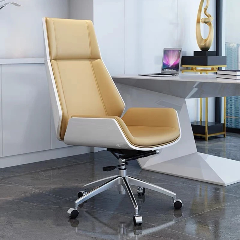 Luxury Designer Office Chair Leather Padding Base Swivel Office Chairs Wheels Back Cushion Silla Escritorio Office Furniture