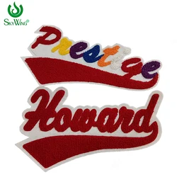 Custom Large Size Designer Red Chenille Letter Towel Big Logo Embroidery Alphabet Applique Patches for Hoodie Jacket