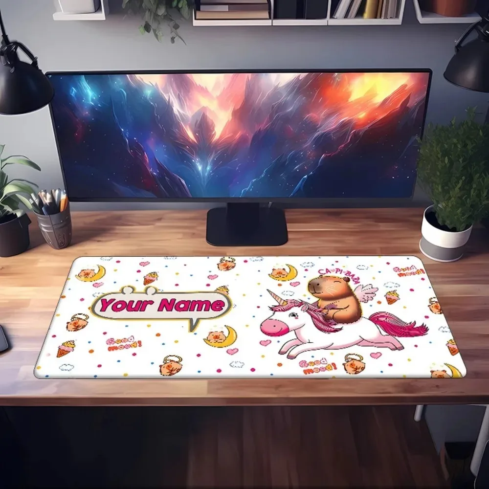 CIFbuy Custom Personalized Text Mouse Pad, Cute Cartoon Capybara Unicorn Design Multi‑Sizes Large Office Desk Mat for Desktop