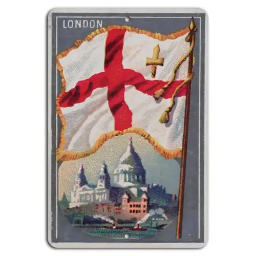 London Pride: St. George's Flagge, ikonische Skyline auf Metallschild aus Aluminium