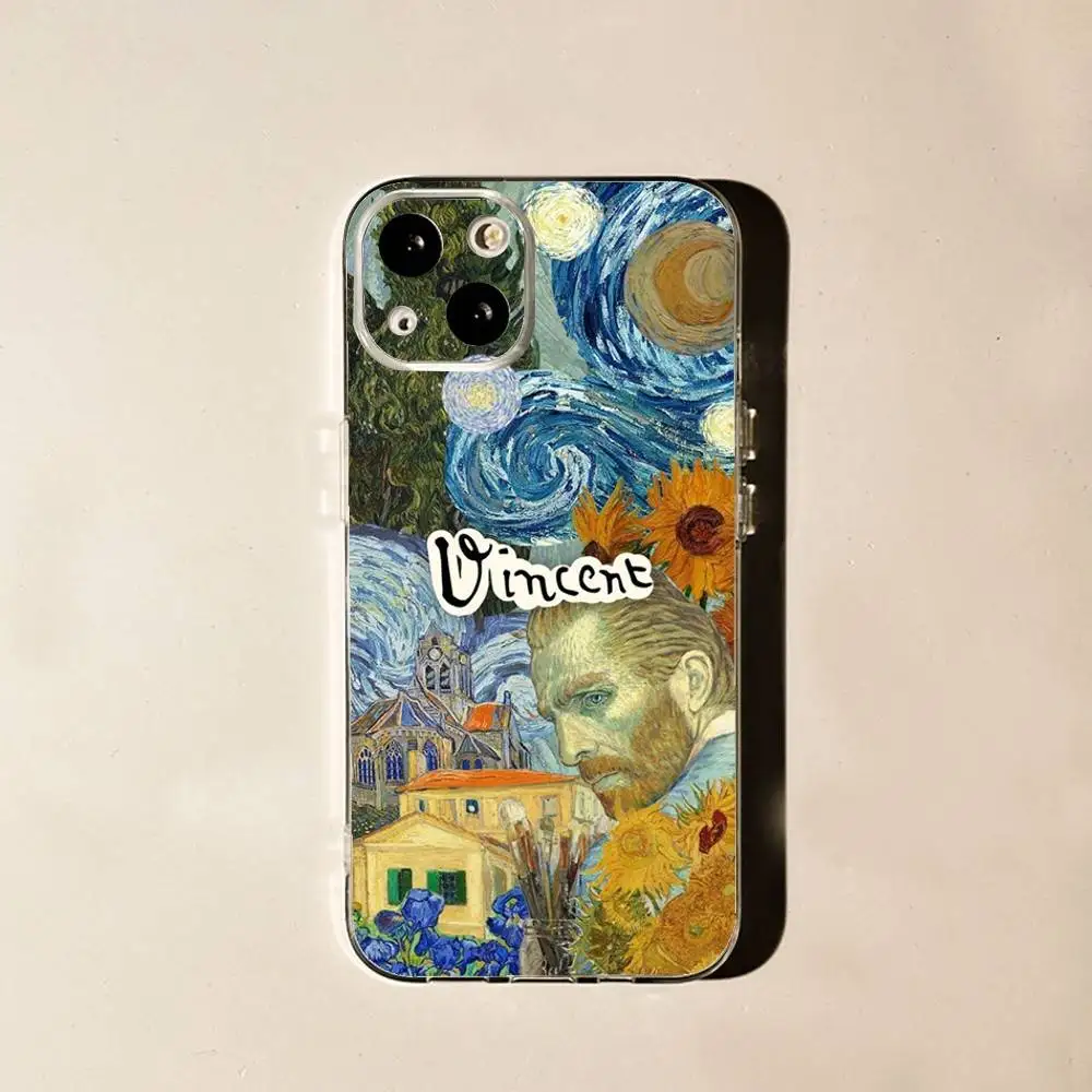 حافظة هاتف بنمط فان جوخ العتيق لهاتف آيفون 17,16,15,14,13,12,11 Plus,Pro,Max,Air,XR,XS,7,8 Plus,SE,Mini شفافة ناعمة #5