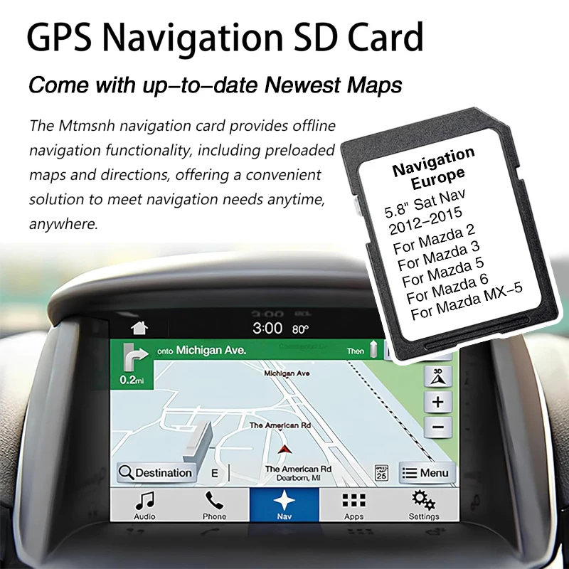 Voiture Sat Navi AVN1 GPS carte mise à jour cartes données 8GB 2023 2024 Version cartes ue grande-bretagne Navigation carte SD pour Mazda 2/3/5/6/MX-5