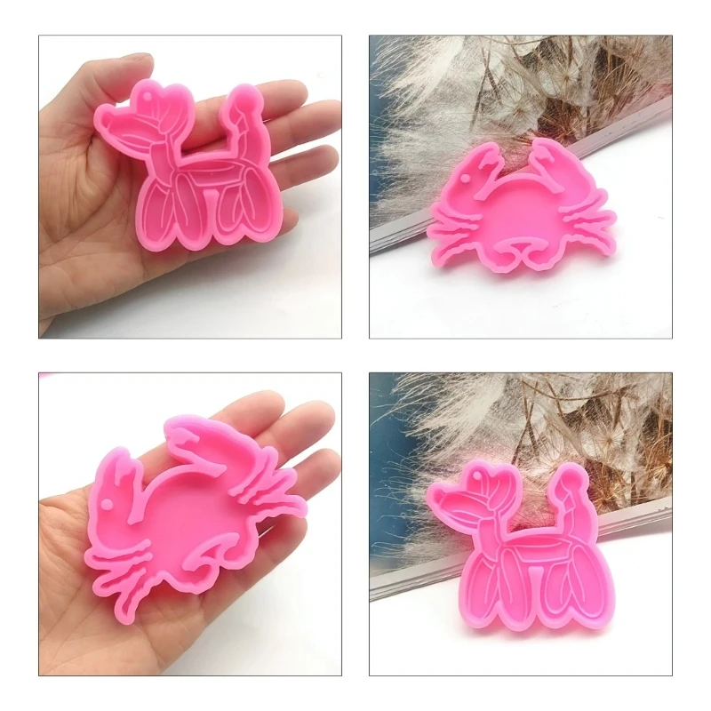 Crab Dog Turtle Keychain Silicone Mold with Hole Keyring Pendant Handmade Mold Valentines Day Birthday Gift Jewelry