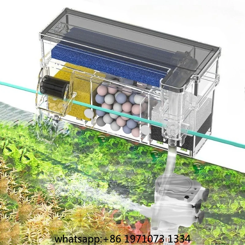Aquarium Wall Filter Circulation Waterfall Fish Tank Filter with Water Pump Oxygenate External Filters Fishbowl Water Purifier