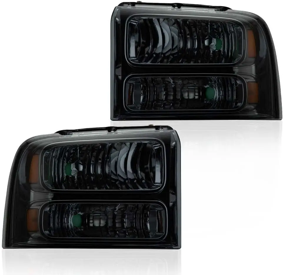 

Фара в сборе, совместимая с Ford F250 F350 F450 F550 2005-2007/подходит для Ford Excursion 2005, дымовые линзы, хромированный корпус