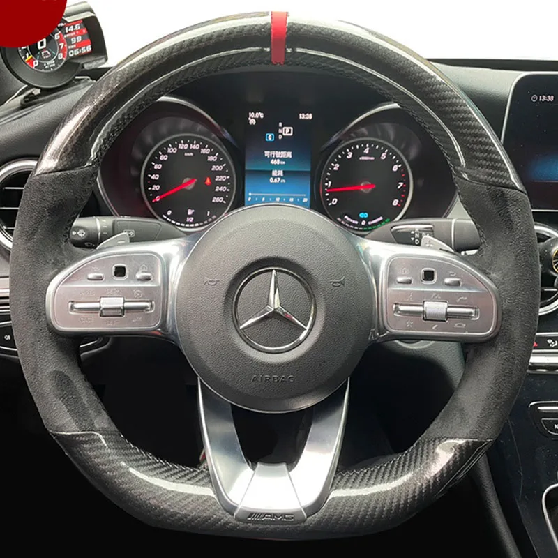 Hand Stitched Genuine Leather Car Steering Wheel Cover For Mercedes Benz W177 V177 W247 W205 C118 C257 W213 EQA H243 2018-2021 image 2
