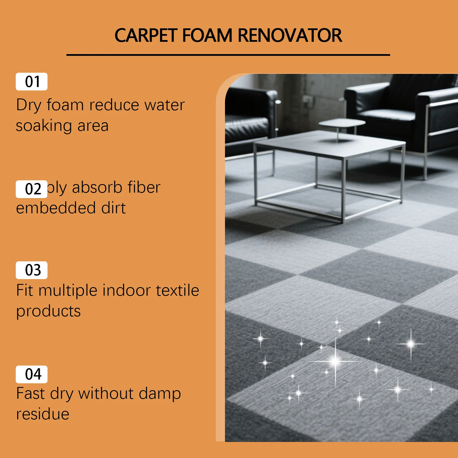 Carpet Foam Renovator No-Rinse Rug Stain Remover Instant All-Purpose Foam Cleaning Spray for Car Interior Carpets & Upholstery