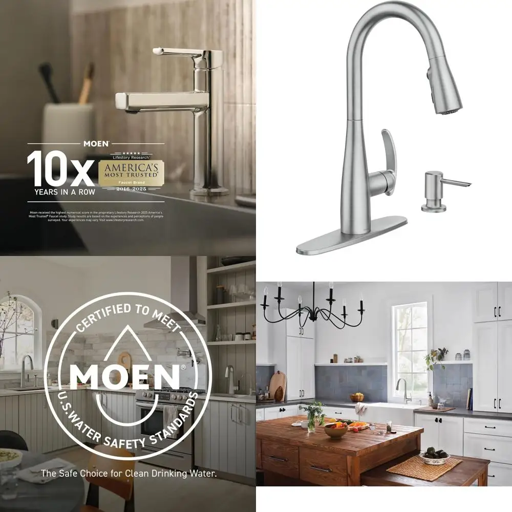 

Pulldown Kitchen Faucet with Soap Dispenser, Power, Transitional Style, One-Handle High Arc, Easy Install, Spot-Resistant Finish