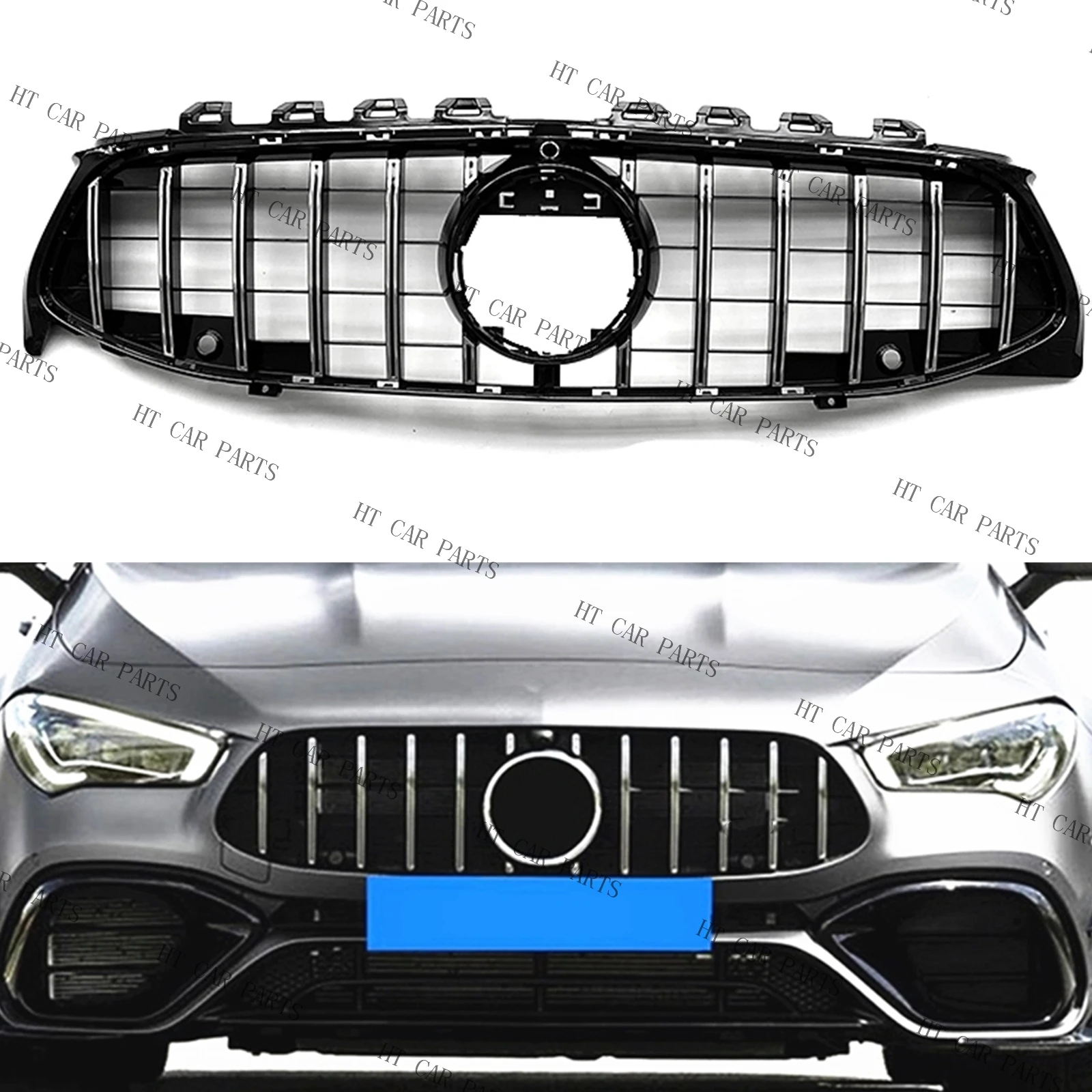 

1 pcs Silver GT style Front Grill Grille For Mercedes-Benz W118 CLA Class 2019-2022 CLA45 CLA63 AMG CLA180 CLA200 CLA250 CLA260