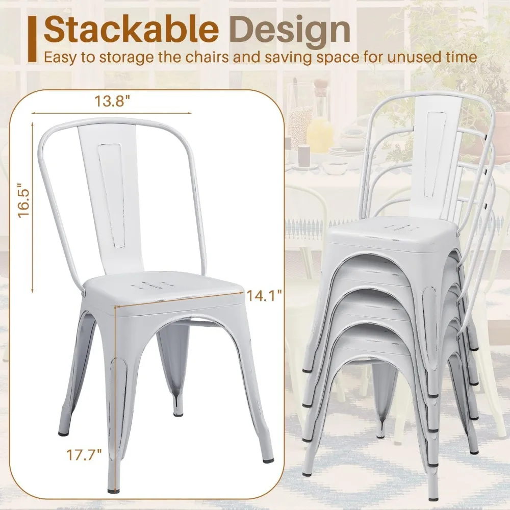 Metall Esszimmers tuhl Indoor Outdoor verwenden stapelbare schicke Seite klassische Trattoria Metalls tühle 4er-Set für Küche, Esszimmer