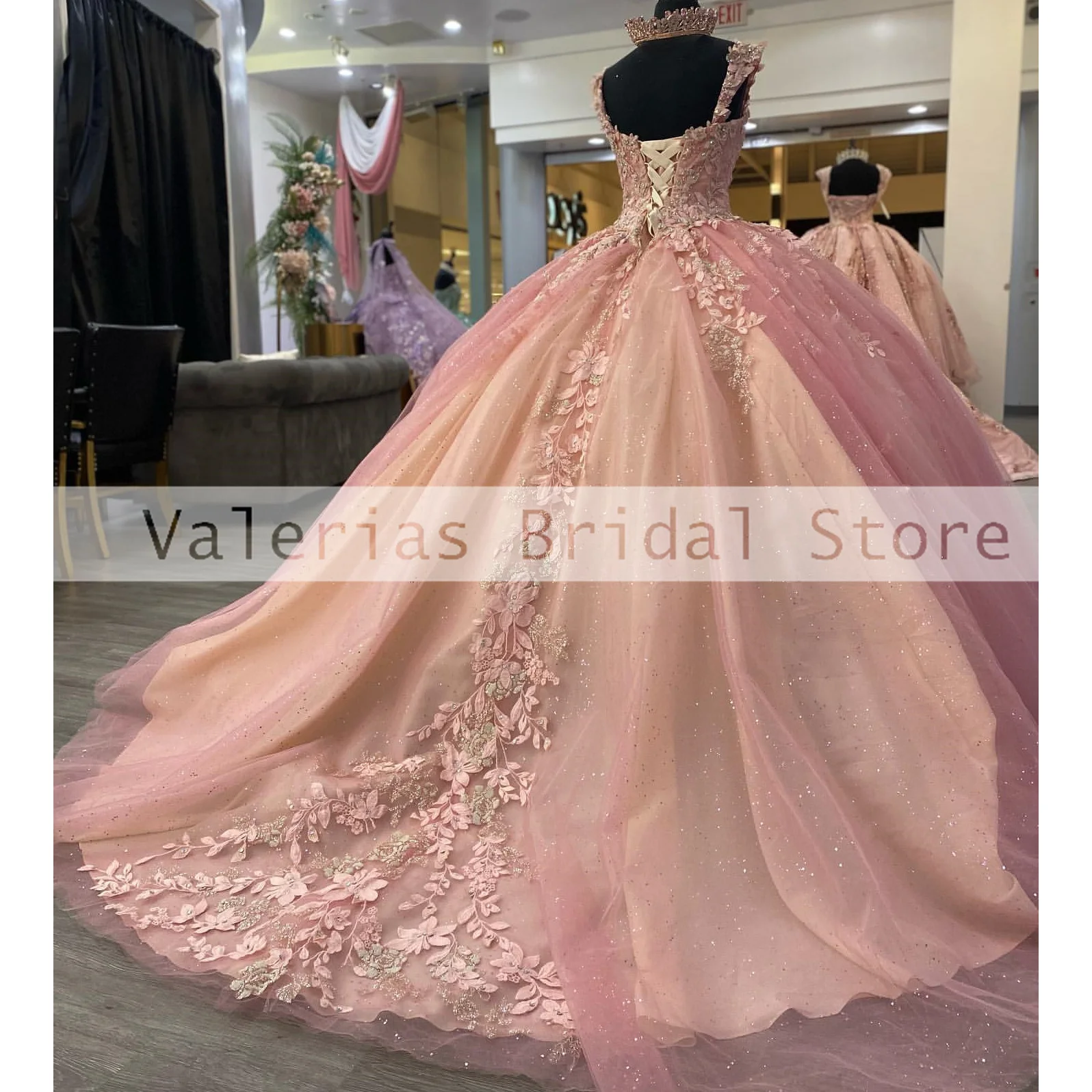 ANGELSBRIDEP-vestido De quinceañera rosa para niña, traje De baile De encaje con apliques, dulce, 16 vestidos formales para fiesta De graduación