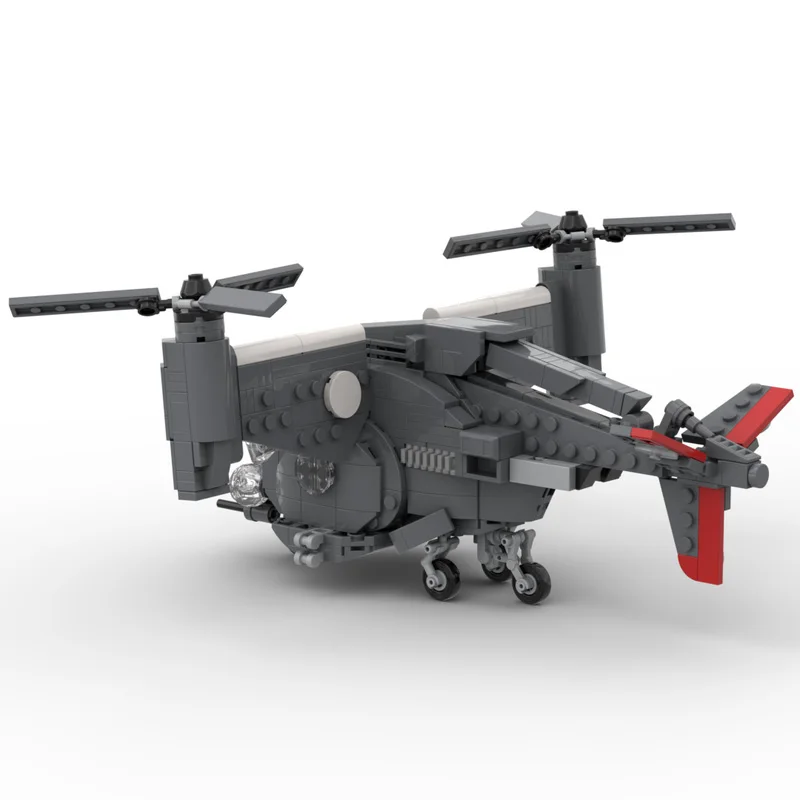 Falowt MOC Tilt-Rotor VTOL Assault Transport Aircraft Grey Military Block Model