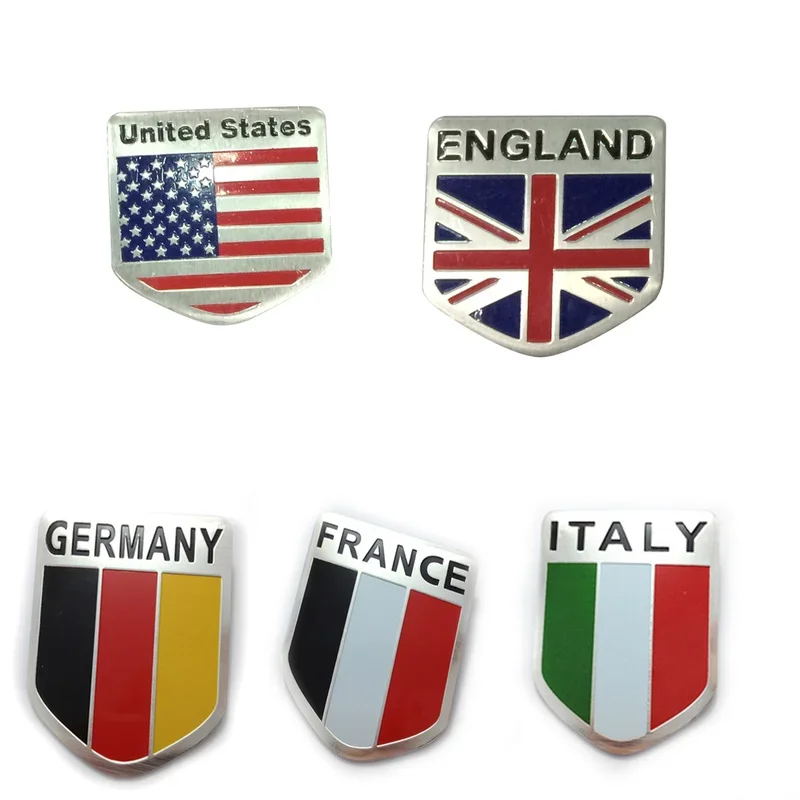 US/UK/Italy/France/ German Metal Flag Emblem Badge Sticker Car Motorcycle Body Logo Decor Decal Waterproof Universal Accessories