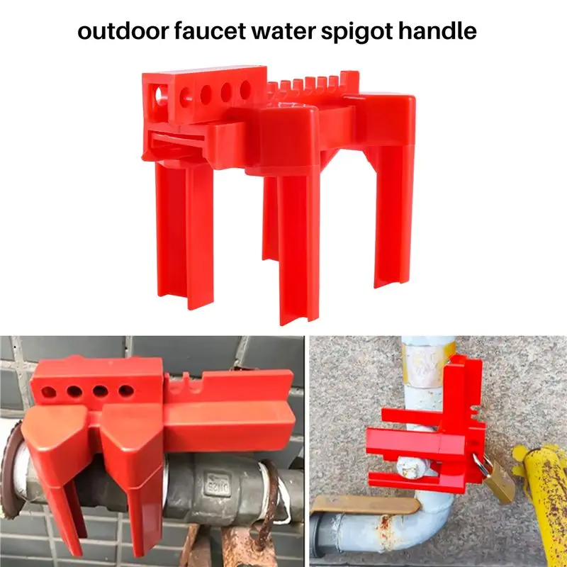 Ball Valve Locking, Adjustable Ball Valve Locking Device, Small, For 1/2Inch-2-1/2Inch Outer Pipe Diameter, Red-AC17