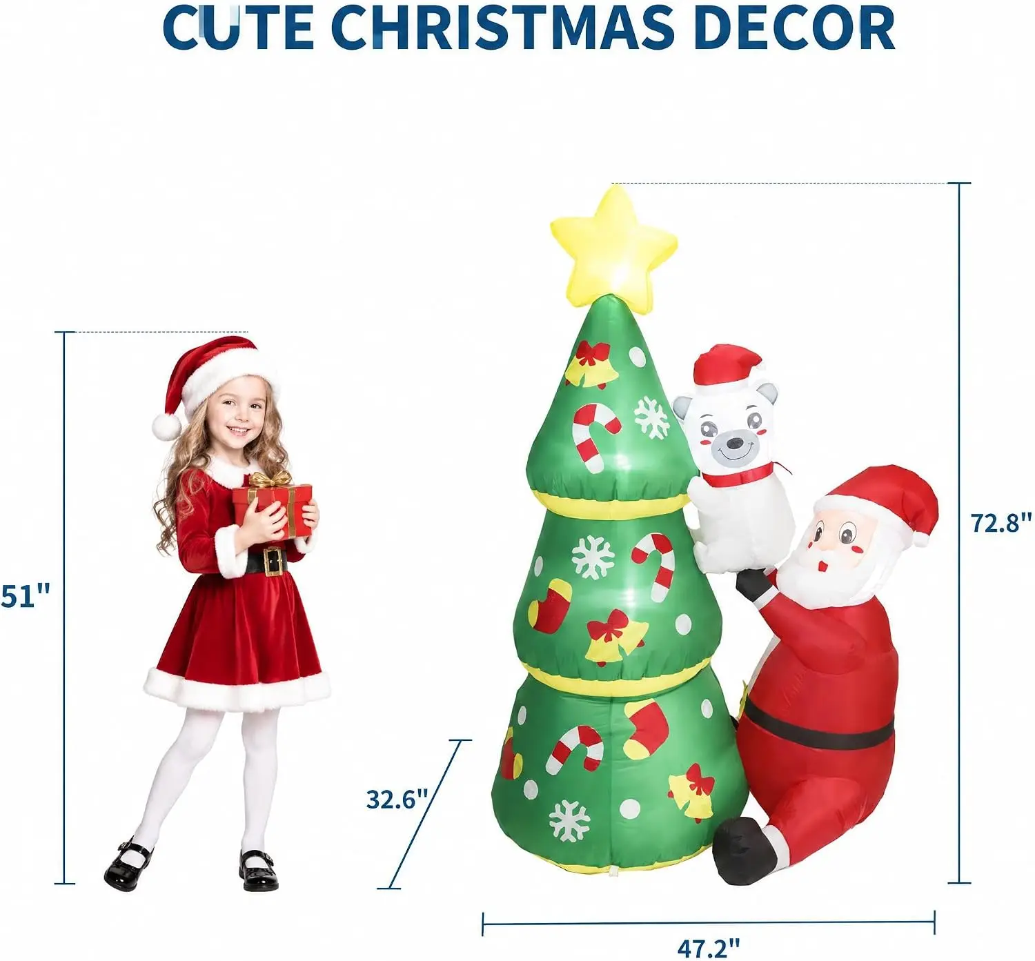 7 FT Inflatable Santa with Christmas Tree, Lighted Outdoor Decor Weather-Resistant Blow-Up Christmas Yard Decoration, Secure Ground Anchoring, Lawn, Yard, Garden & Outdoor Xmas Décor