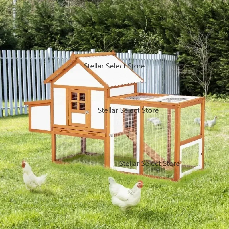 t Chicken Coop Hen House, Large Walk in Wooden Chicken Duck Coop Accessories for 6/8/10 Chickens, Portable Outdoor Rabbit Hutch