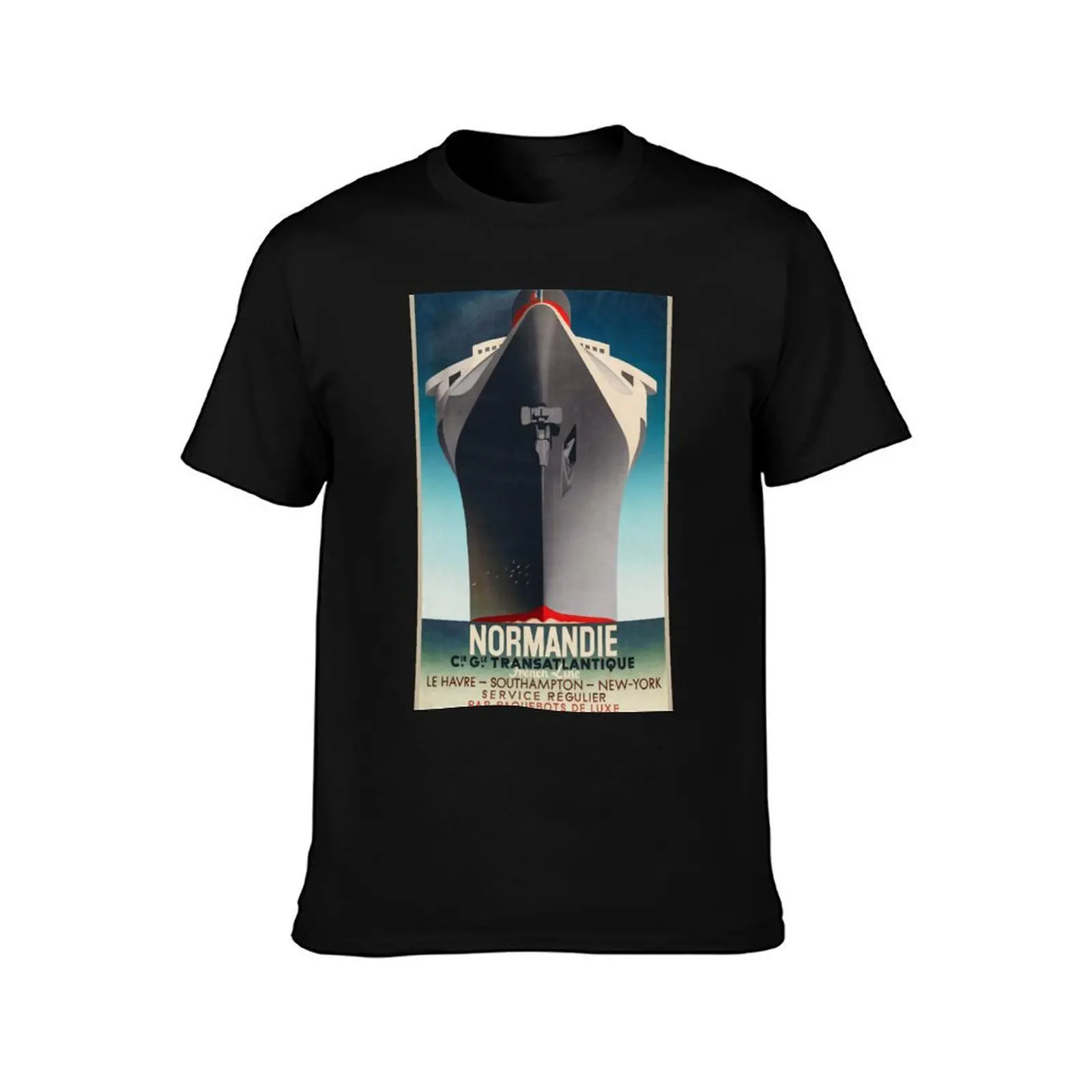 A. M. Cassandre Normandie T-Shirt, Summer Casual Cotton Tee, Oversized Streetwear Tops, Vintage Graphic Print, Unisex Men Women