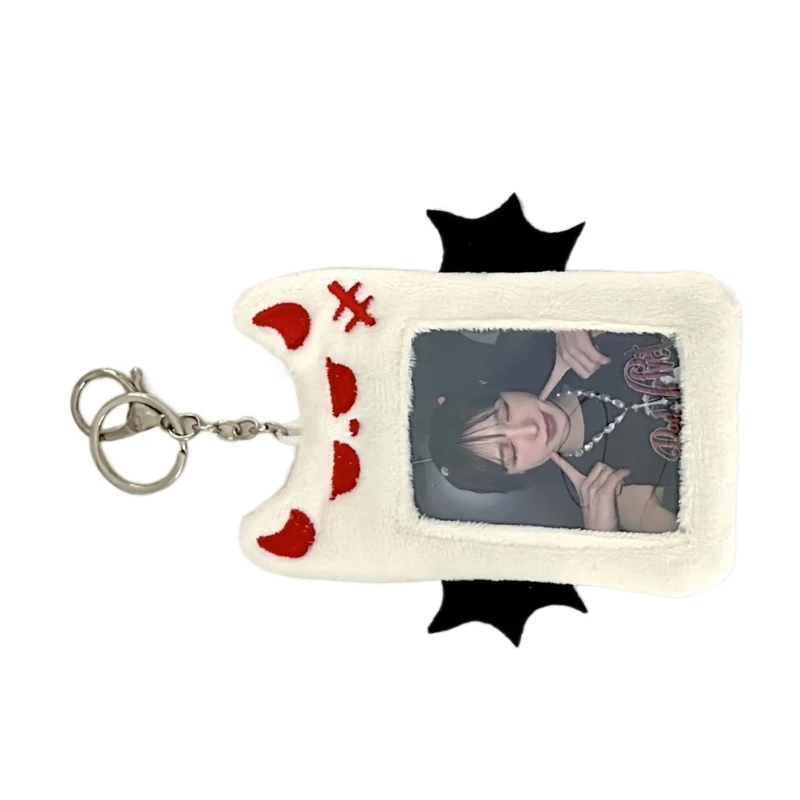 Versatile Bat Plush Card Case Photocard Keychain Charm for Card Collectors