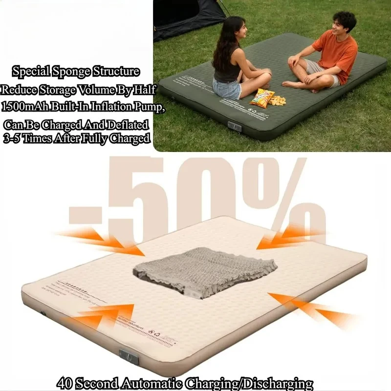 10CM Inflatable Mattress Portable Camping Sleeping Pad Upgrade Edition with Storage Bag Outdoor Travel Mat