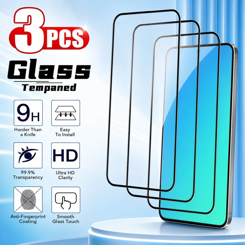 3PCS Tempered Glass For Samsung Galaxy S24 Ultra S24+ Screen Protector For Samsung Galaxy S24 S24 FE Anti-Scratch Anti-Shatter