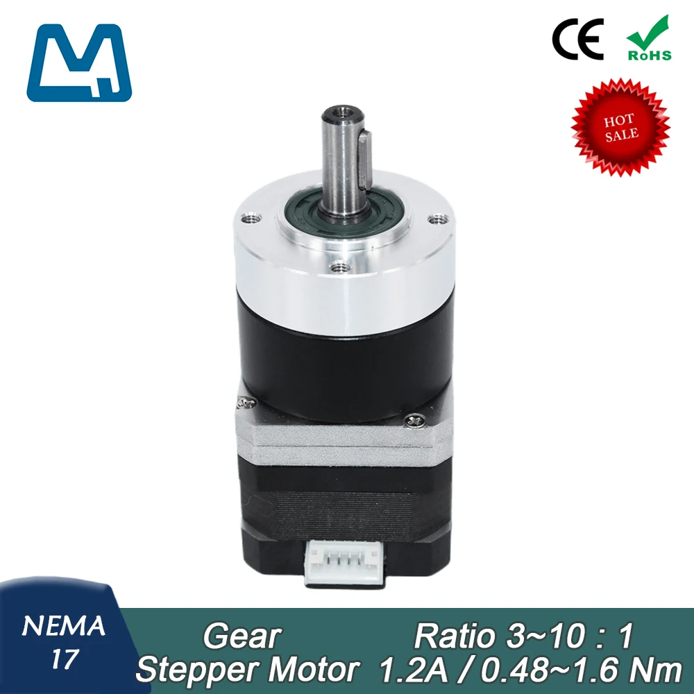 

Nema17 Planetary Gearbox Ratio 4:1 Keyway Shaft 42 Stepper Motor 26mm body lenght 1.2A 0.16Nm