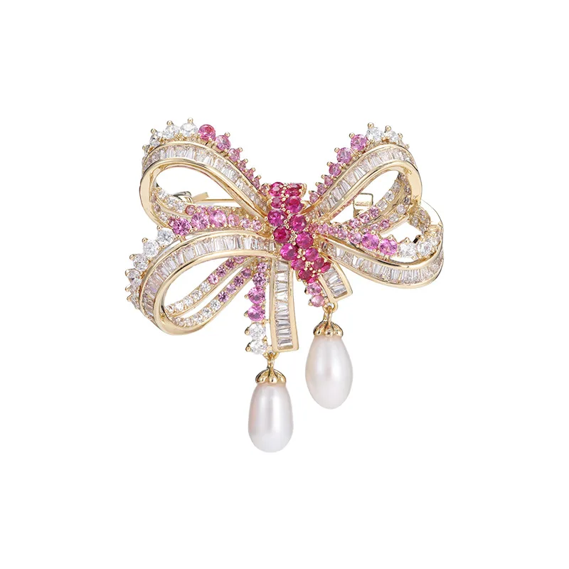 القوس لؤلؤ المياه العذبة الطبيعية قلادة بروش الملحقات