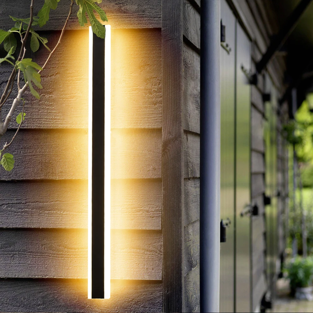 

220V / 110V 40CM Светодиодные настенные фонари Водонепроницаемый крыльцо настенные фонари наружный сад Черные длинные фонари для спальни