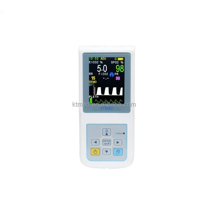 Blue Veterinary Monitor for Measuring End Tidal Carbon Dioxide Blood Oxygen Saturation and Pulse Rate
