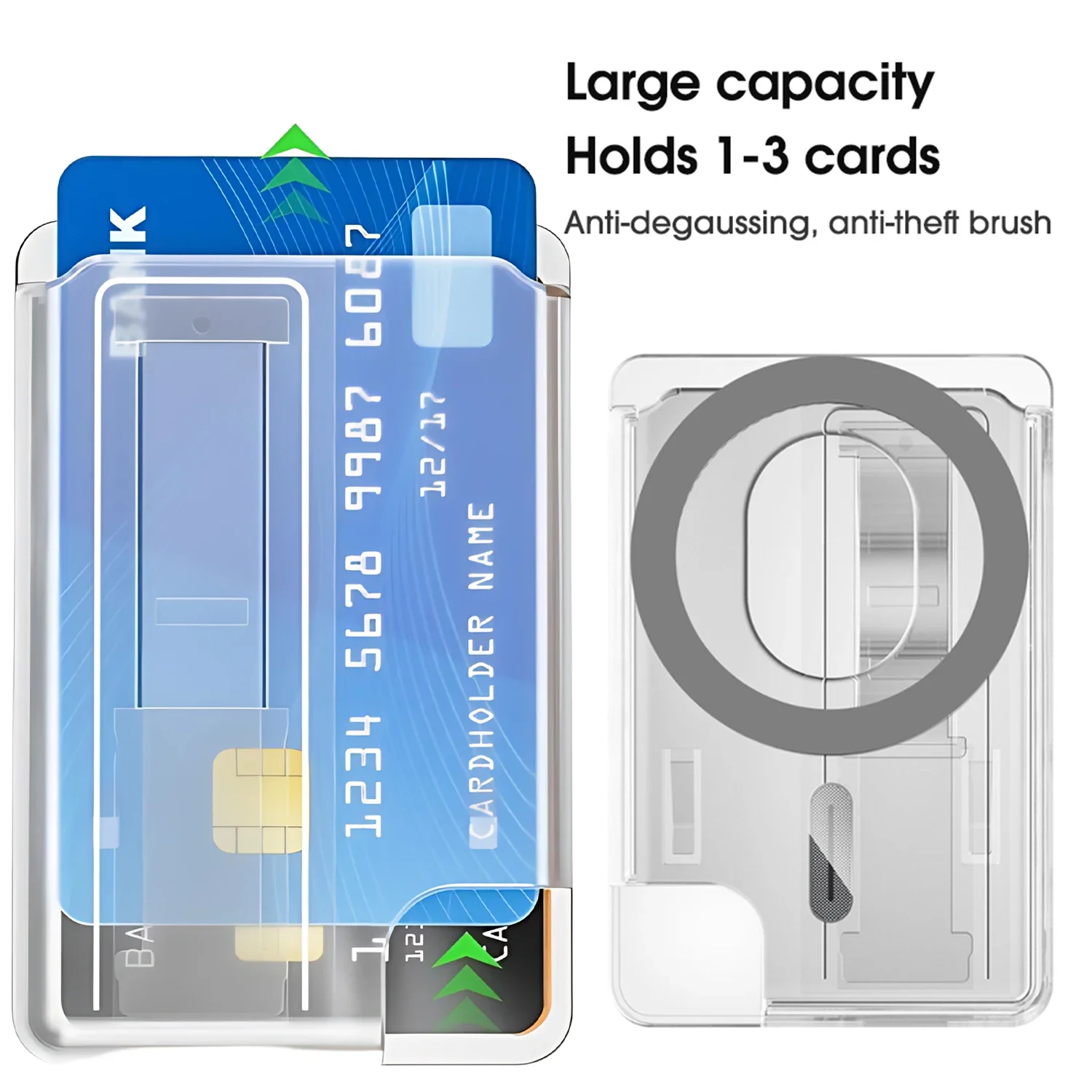 2in1 Magnetic Phone Card Holder Bracket for Bank Card Storage Sleeve for Magsafe iPhone 17 16 15 14 Samsung Mi Safe Phone Shell