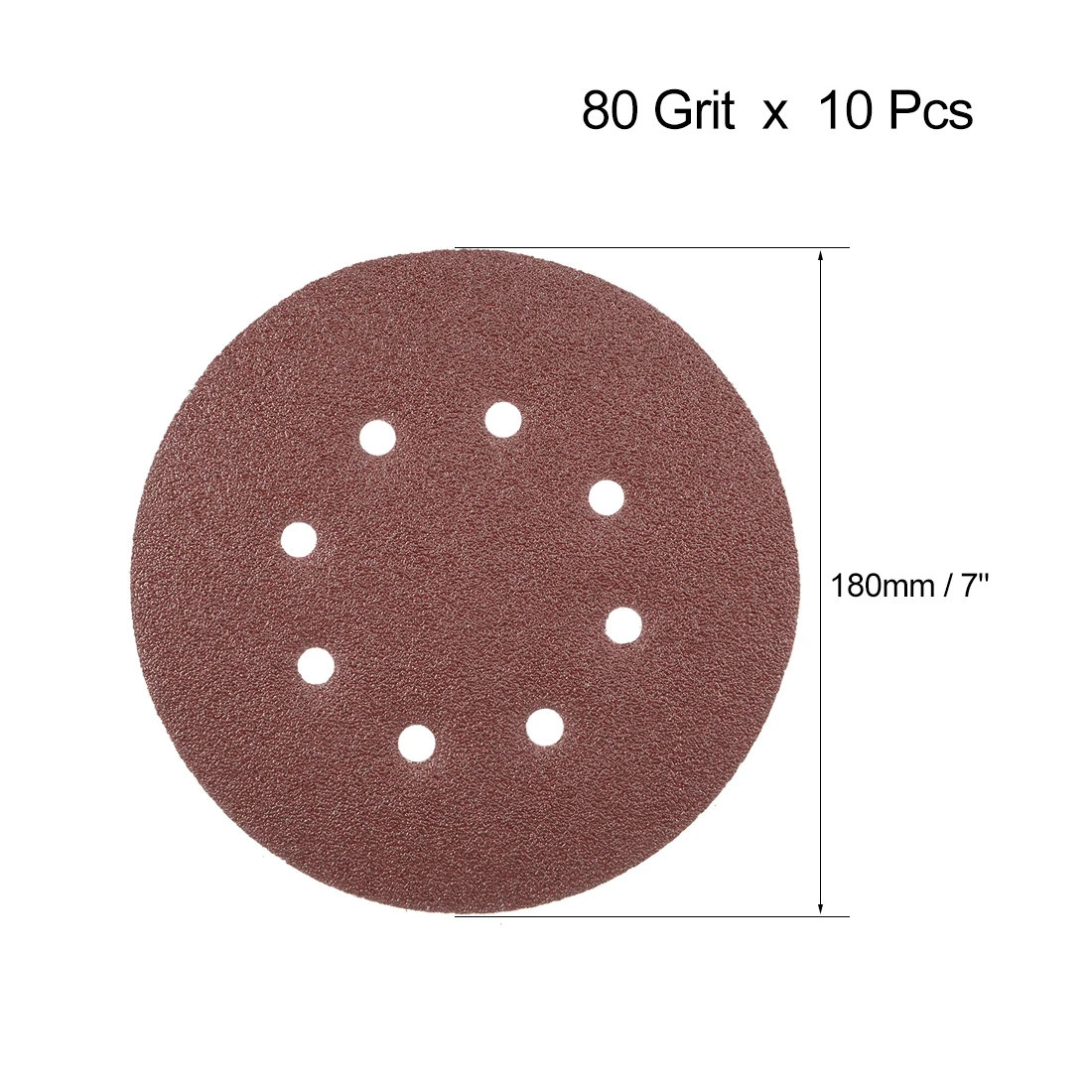 10 件 7 Inch 8 Hole Hook and Loop Sanding Disc 80 Grit Flocking Sandpaper Random Orbital Sander Paper